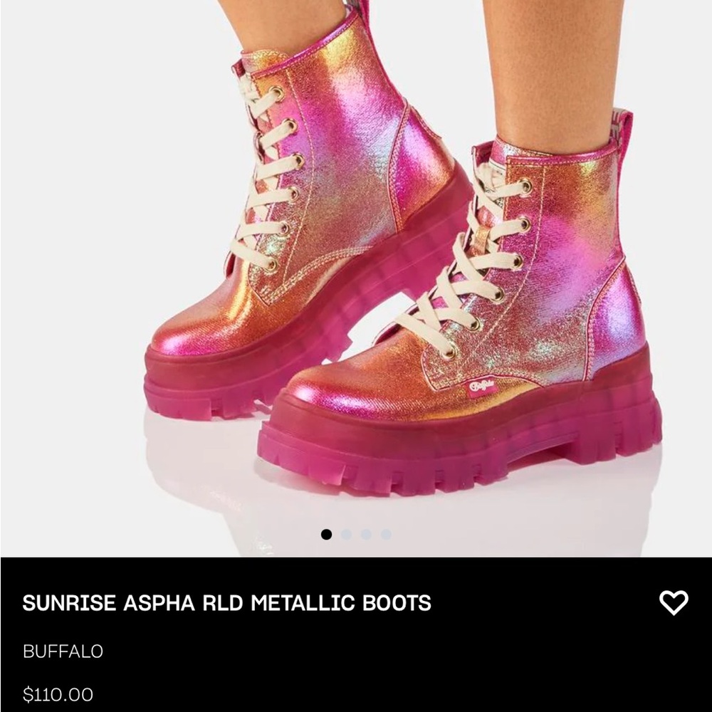 Dolls Kill Buffalo Sunrise Pink Metallic Women's Boots